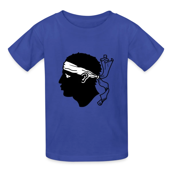 Tête de Maure Corse Authentique sur T-shirts Russell Enfant