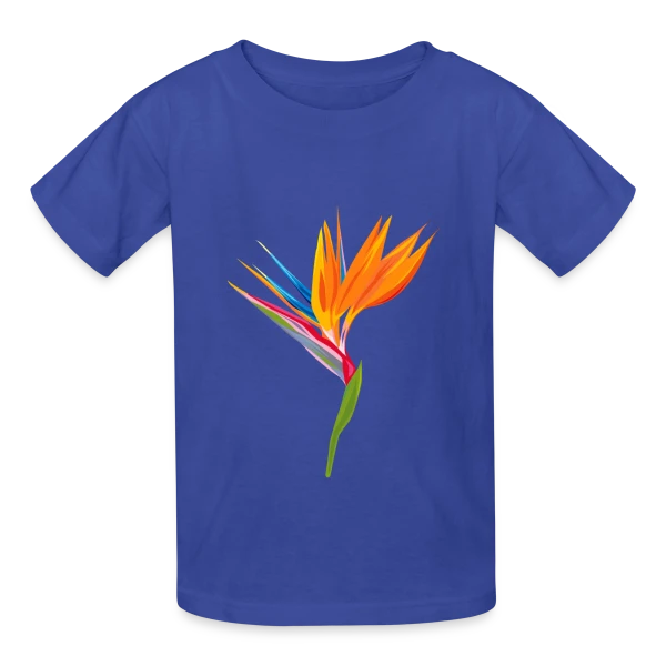Fleur Oiseau Paradis Exotique sur T-shirts Russell Enfant