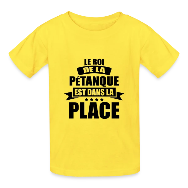 Humour Pétanque : Le Roi est dans la Place ! sur T-shirts Russell Enfant