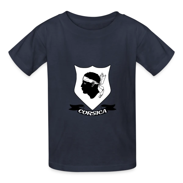 Blason Tête de Maure Corse sur T-shirts Russell Enfant
