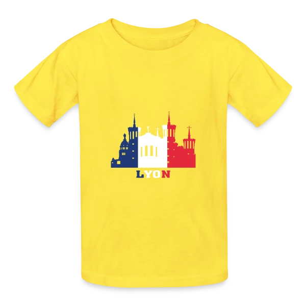 Lyon Monuments Drapeau sur T-shirts Russell Enfant
