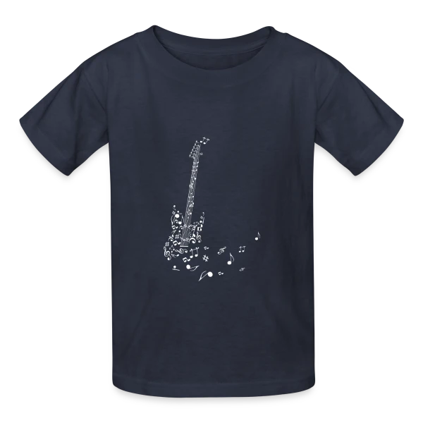 Guitare et Notes Volantes : La Musique en Liberté sur T-shirts Russell Enfant