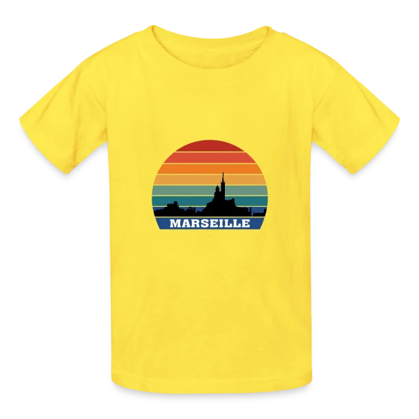 Marseille Skyline Rétro Sunset sur T-shirts Russell Enfant