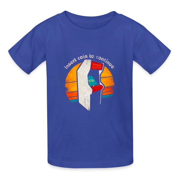 Arcade Rétro Années 80 : Insert Coin to Continue sur T-shirts Russell Enfant