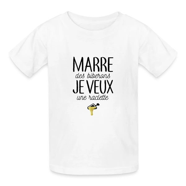 Bébé Gourmand : Marre des Biberons, Je Veux une Raclette ! sur T-shirts Russell Enfant
