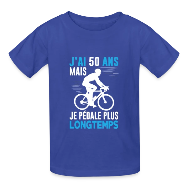 J'ai 50 Ans mais je Pédale Plus Longtemps - Humour Cycliste Anniversaire sur T-shirts Russell Enfant