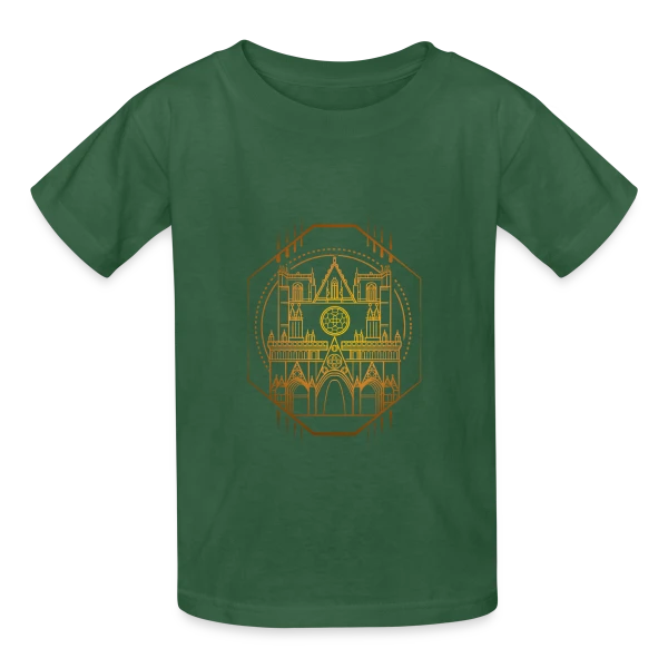Cathédrale Lyon Géométrique sur T-shirts Russell Enfant