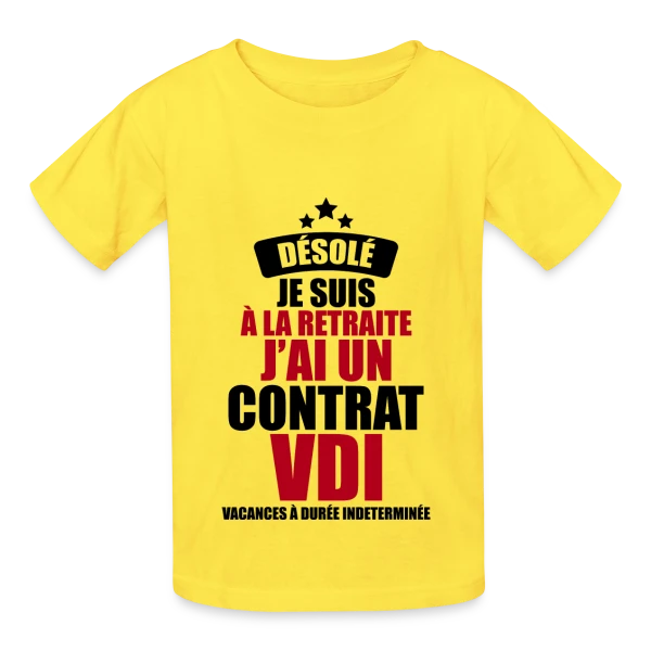 Retraite : Contrat VDI (Vacances Durée Indéterminée) sur T-shirts Russell Enfant