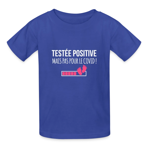 Testée Positive (Grossesse) - Humour Annonce Bébé sur T-shirts Russell Enfant