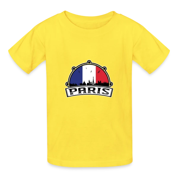 Paris Skyline Drapeau Français sur T-shirts Russell Enfant