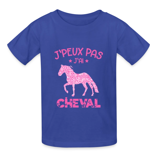 J'peux Pas J'ai Cheval Rose sur T-shirts Russell Enfant