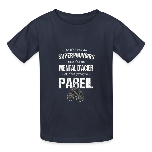 Motivation Sport: Mental d'Acier sur T-shirts Russell Enfant