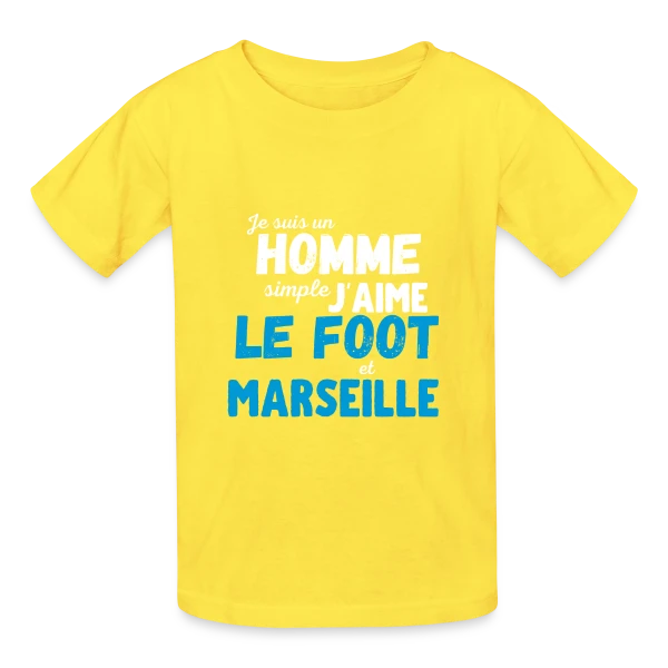 J'aime Foot Marseille sur T-shirts Russell Enfant