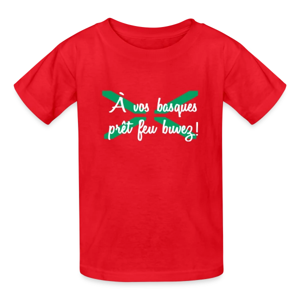 À Vos Basques, Prêt, Feu, Buvez ! - Humour Basque sur T-shirts Russell Enfant