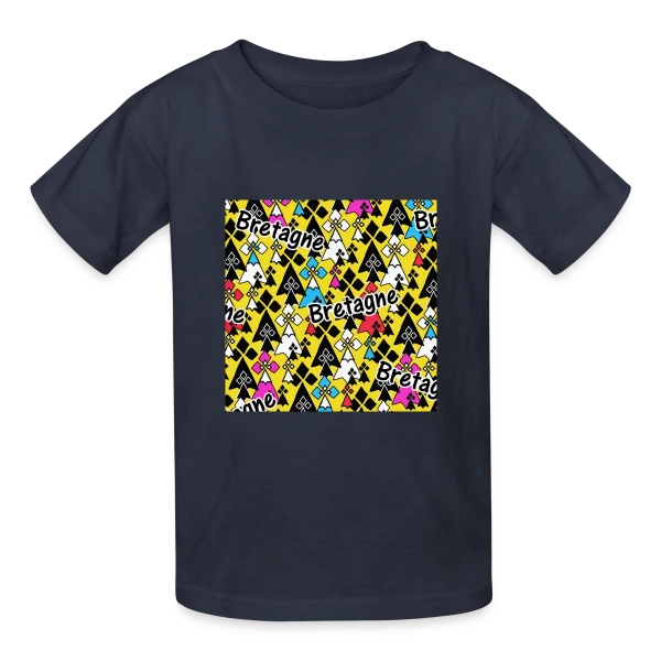 Motif Pop Art Bretagne sur T-shirts Russell Enfant