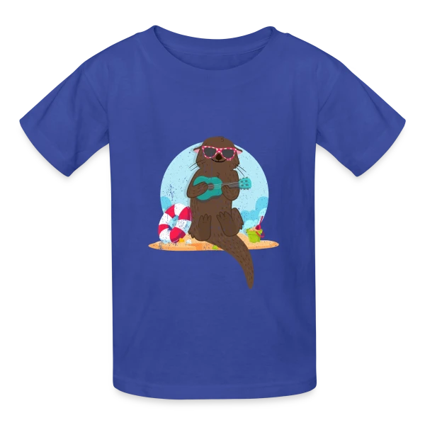 Loutre Musicienne Plage sur T-shirts Russell Enfant