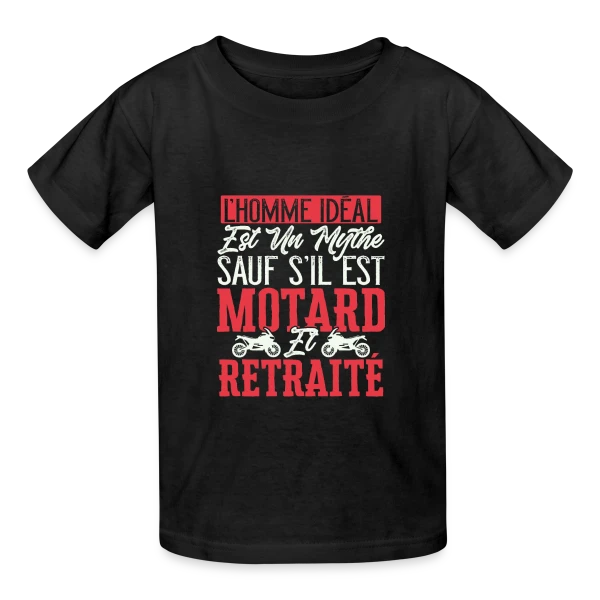 L'Homme Idéal : Motard & Retraité - Humour Moto sur T-shirts Russell Enfant