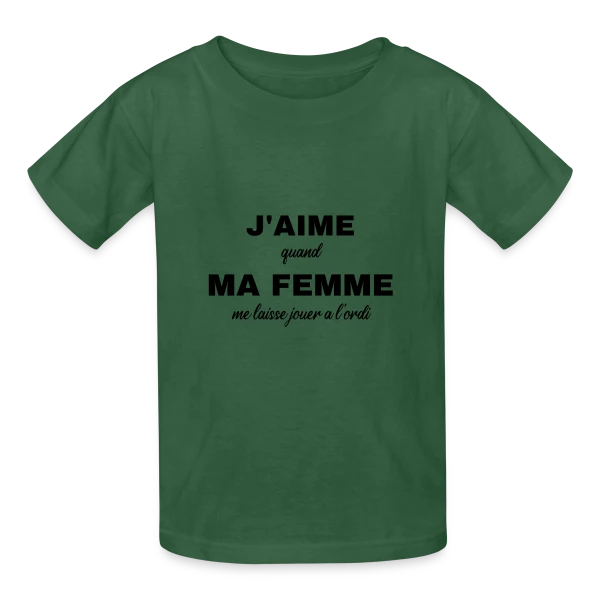 Ma Femme Me Laisse Jouer à l'Ordi : Humour Gamer sur T-shirts Russell Enfant