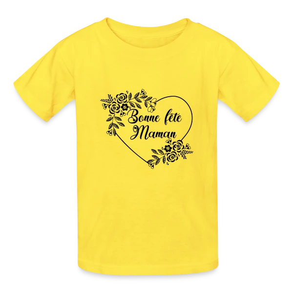 Bonne Fête Maman : Cœur Fleuri Éternel sur T-shirts Russell Enfant