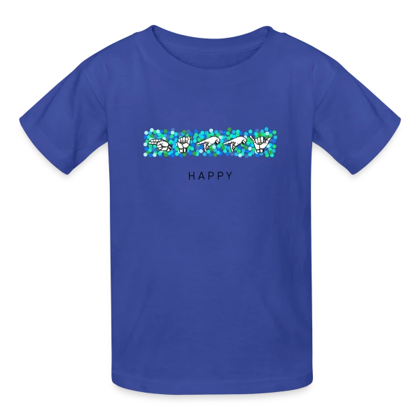 Bonheur en Langue des Signes sur T-shirts Russell Enfant