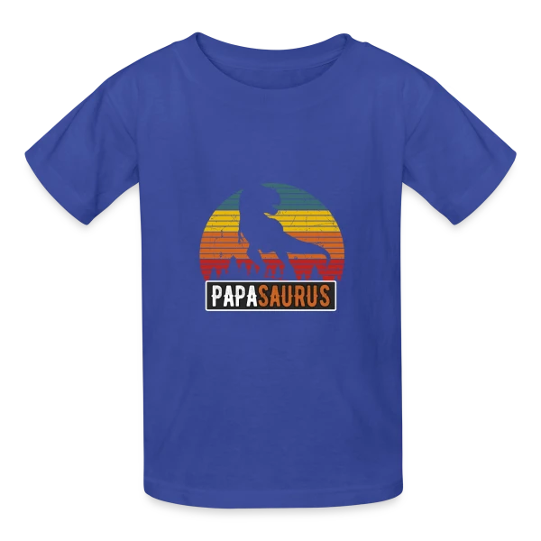 'PapaSaurus Rex' - Humour Dinosaure Rétro pour Papa sur T-shirts Russell Enfant