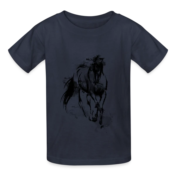 Cheval Galop Aquarelle sur T-shirts Russell Enfant