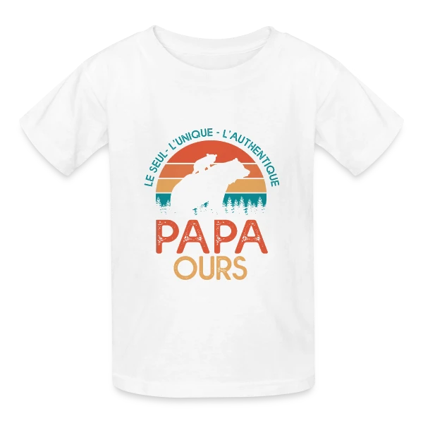 Papa Ours - Le Cadeau Original pour la Fête des Pères sur T-shirts Russell Enfant