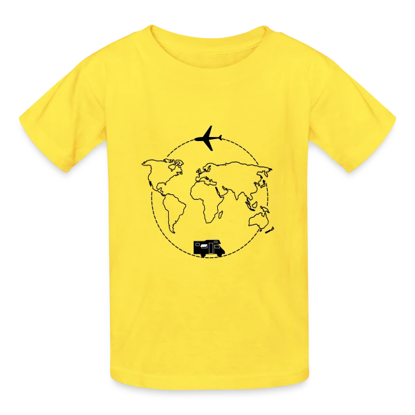 Voyage Autour du Monde sur T-shirts Russell Enfant