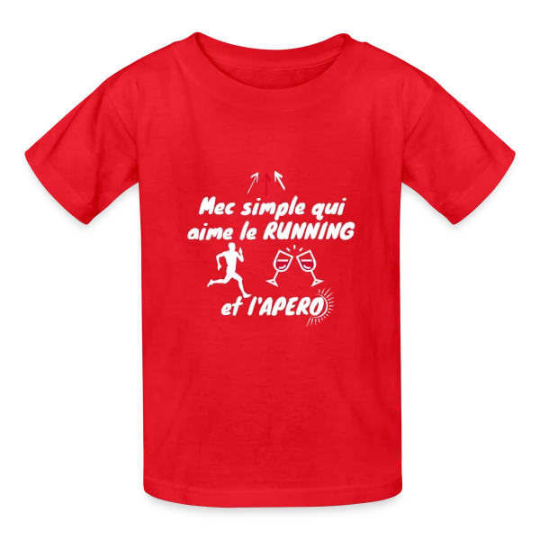 Mec Simple Aime Running et Apéro - Cadeau Runner Humour sur T-shirts Russell Enfant