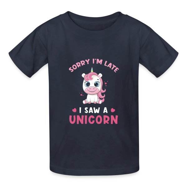 Licorne Mignonne en Retard sur T-shirts Russell Enfant