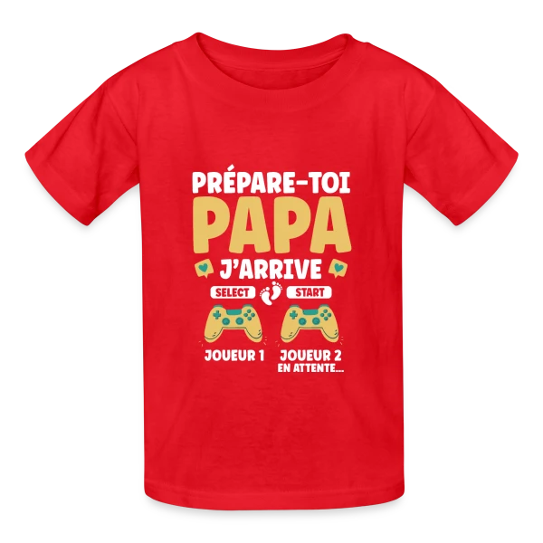 Prépare-toi Papa J'arrive : T-shirt Annonce Grossesse Gamer sur T-shirts Russell Enfant