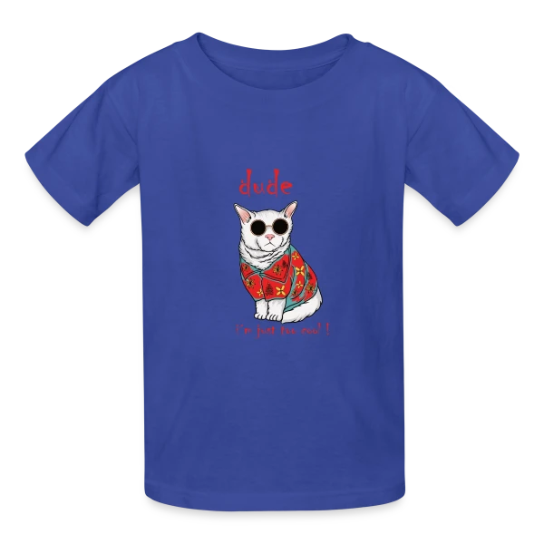 Chat Cool Hawaïen sur T-shirts Russell Enfant
