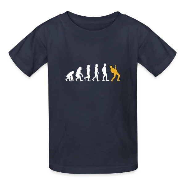 Évolution du Guitariste : De l'Homme à la Guitare sur T-shirts Russell Enfant