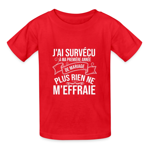 1 An de Mariage - J'ai Survécu ! Humour Couple sur T-shirts Russell Enfant