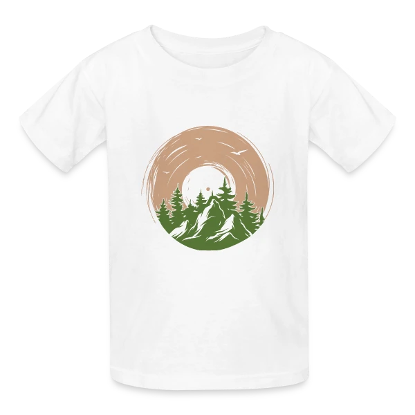 Vinyle Nature Aventure Montagne sur T-shirts Russell Enfant