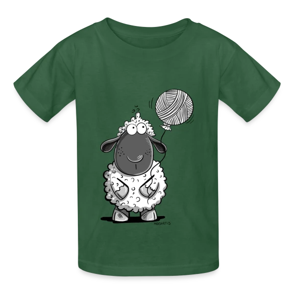 Mouton Loufoque et son Ballon de Laine sur T-shirts Russell Enfant