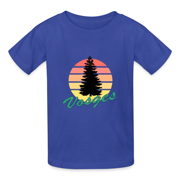 Vosges : Sapin au Coucher de Soleil Vintage sur T-shirts Russell Enfant