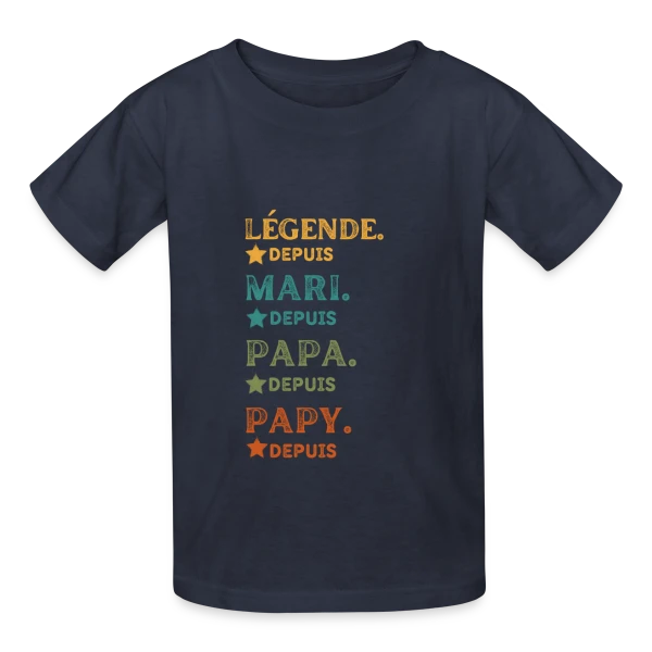 Légende Personnalisée : Mari, Papa, Papy Depuis [Année] sur T-shirts Russell Enfant