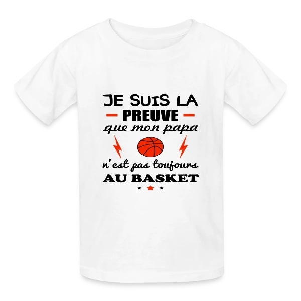 La Preuve que Papa ne fait pas QUE du Basket sur T-shirts Russell Enfant
