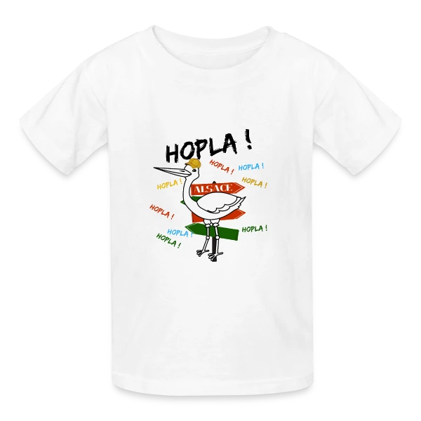 Cigogne Hopla Alsace sur T-shirts Russell Enfant