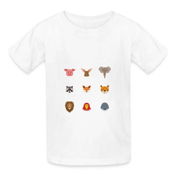 Têtes d'Animaux Adorables sur T-shirts Russell Enfant