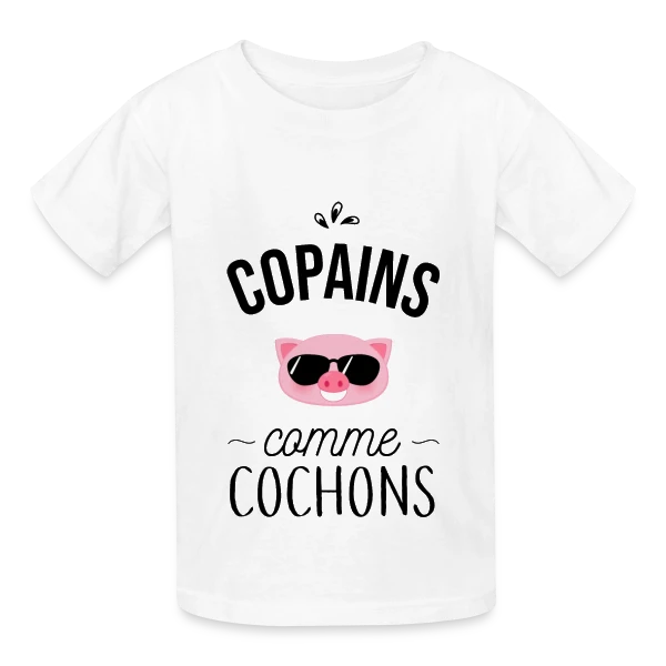 Copains comme Cochons - Duo d'Amis sur T-shirts Russell Enfant