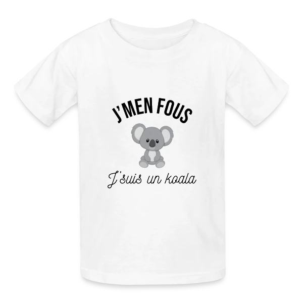 "J'm'en Fous, J'suis un Koala" - Humour Décontracté sur T-shirts Russell Enfant