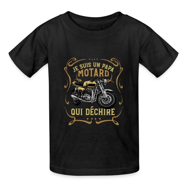 Papa Motard Qui Déchire - Cadeau Humour Moto sur T-shirts Russell Enfant