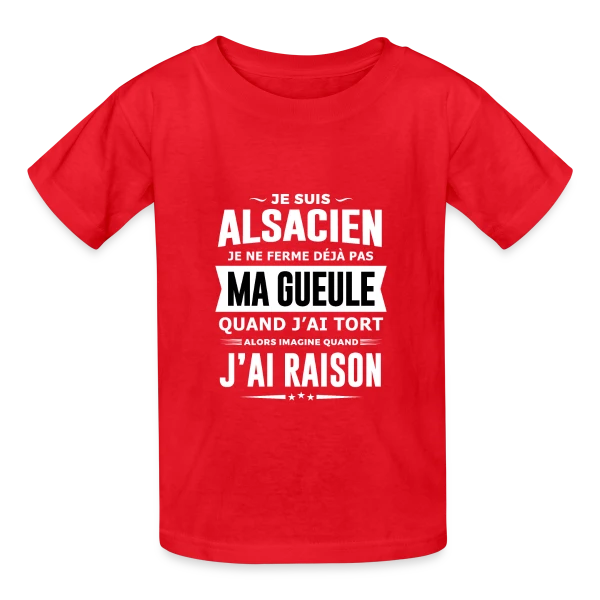 Alsacien Je Ferme Pas Ma Gueule sur T-shirts Russell Enfant