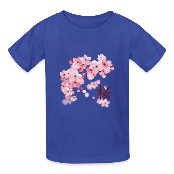 Sakura : Fleurs de Cerisier Japonaises sur T-shirts Russell Enfant