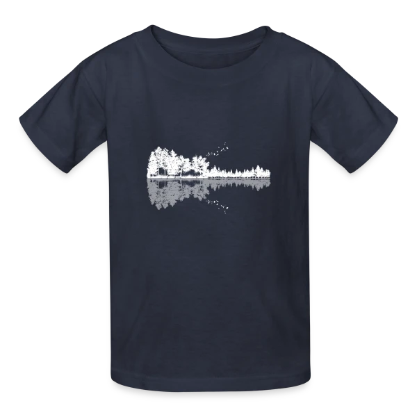 Guitare Nature Silhouette : Mélodie Forestière et Animale sur T-shirts Russell Enfant