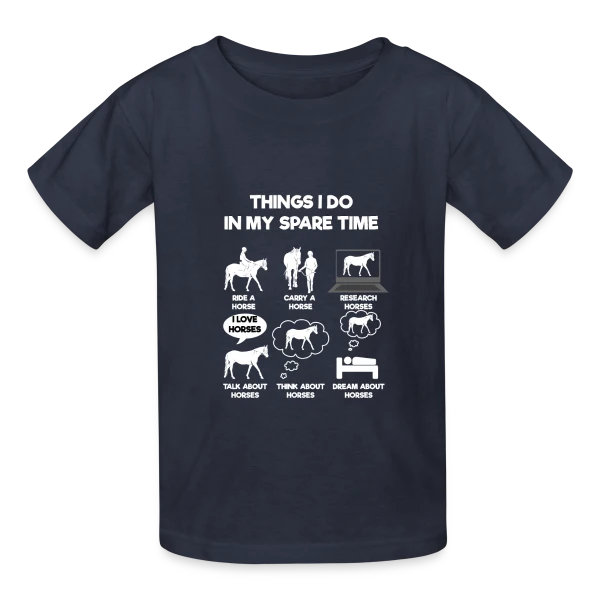Mes Passions : Écran et Chevaux sur T-shirts Russell Enfant