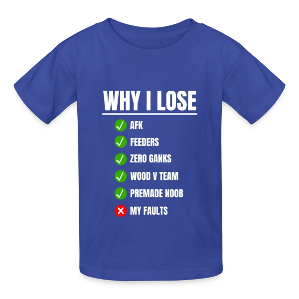 LOL Gamer : 'Pourquoi je perds ?' League of Legends sur T-shirts Russell Enfant