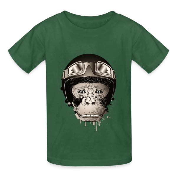 Chimpanzé Motard Rétro – L'Aventure à Deux Roues sur T-shirts Russell Enfant